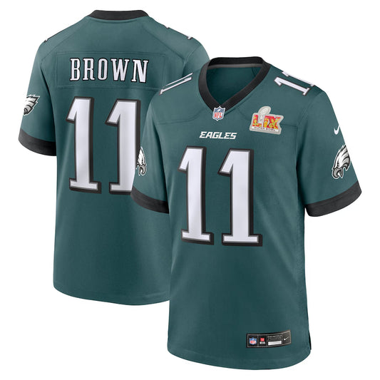 Men's Philadelphia Eagles A.J. Brown Nike Midnight Green Super Bowl LIX Game Jersey