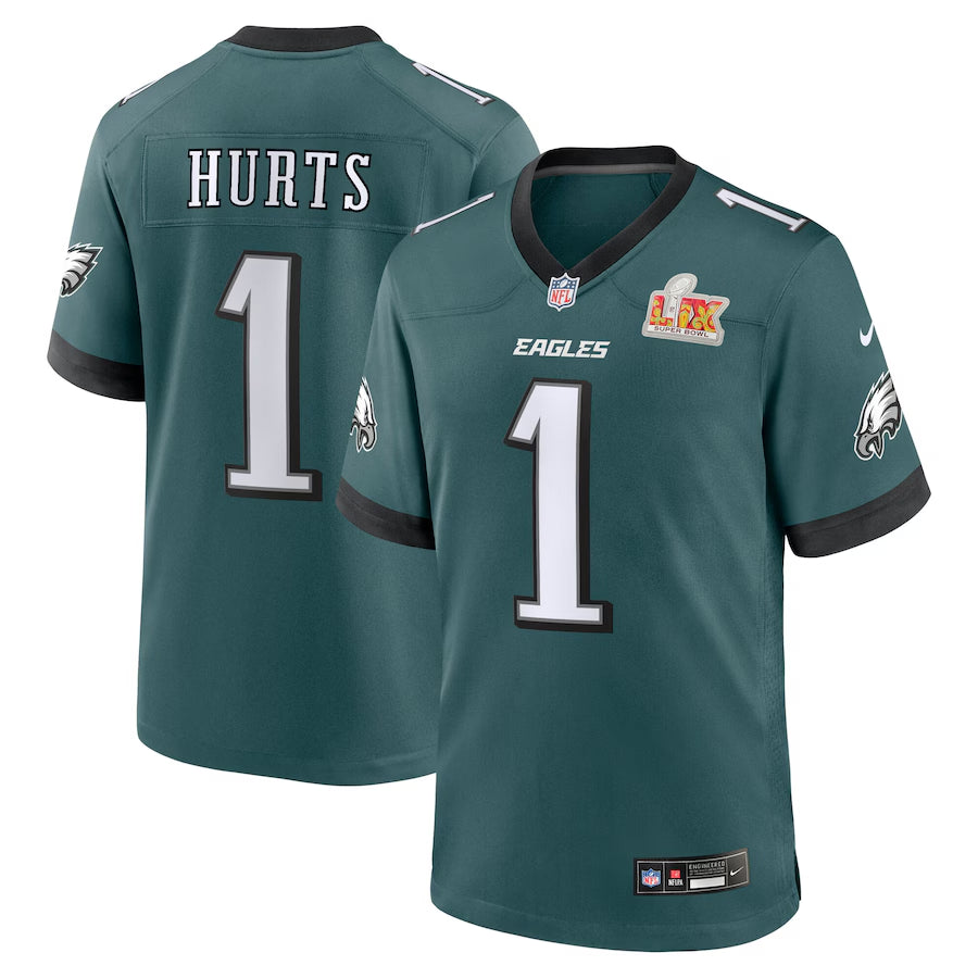 Men's Philadelphia Eagles Jalen Hurts Nike Midnight Green Super Bowl LIX Game  Jersey