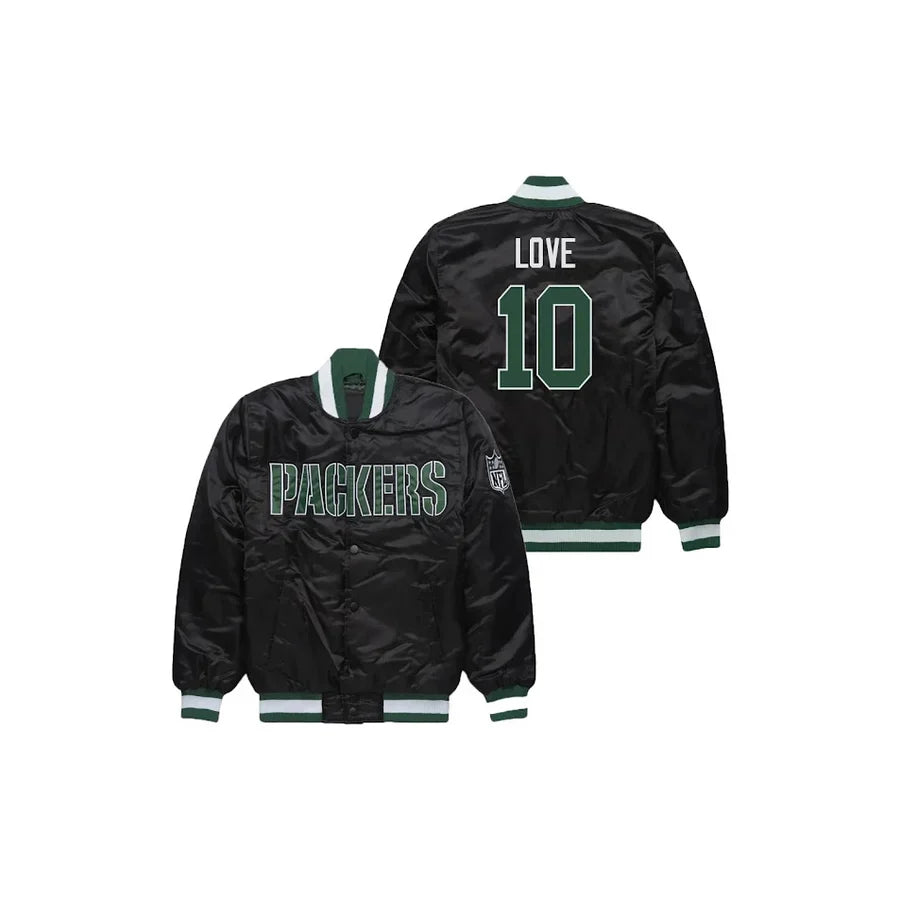 Jordan Love Green Bay Packers Satin Bomber Jacket