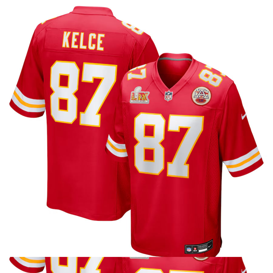 Men's Kansas City Chiefs Travis Kelce Nike Red Super Bowl LIX Game Jersey