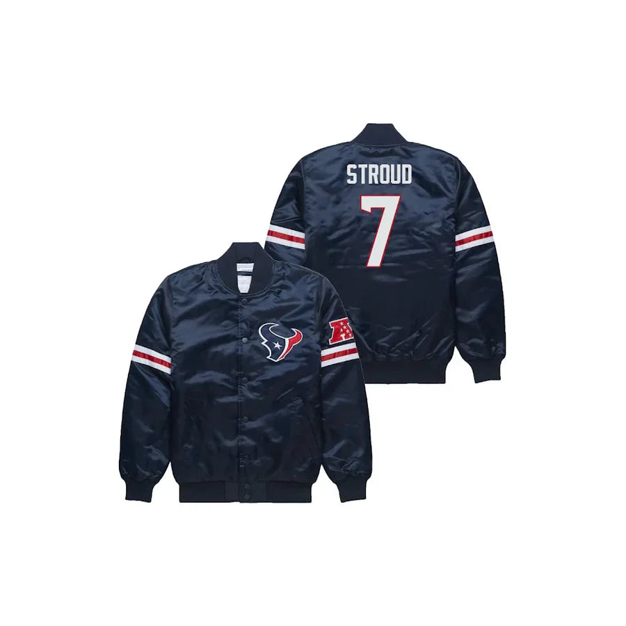 CJ Stroud Houston Texans Satin Bomber Jacket