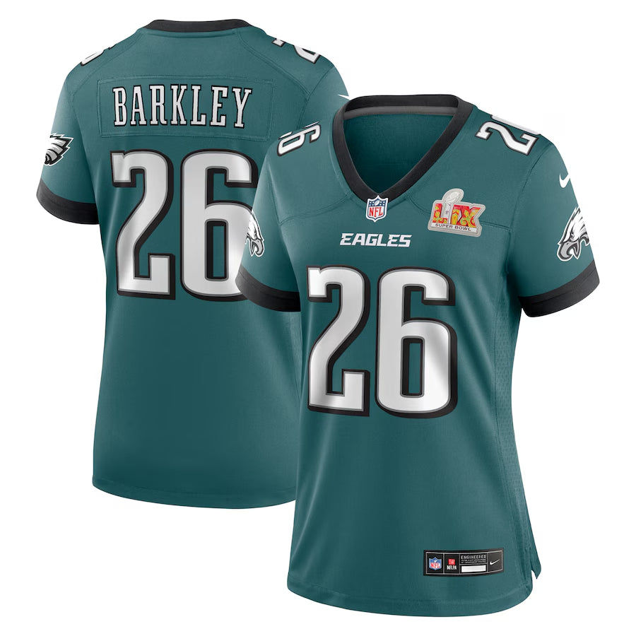 Women's Philadelphia Eagles Saquon Barkley Nike Midnight Green Super Bowl LIX Game  Jersey