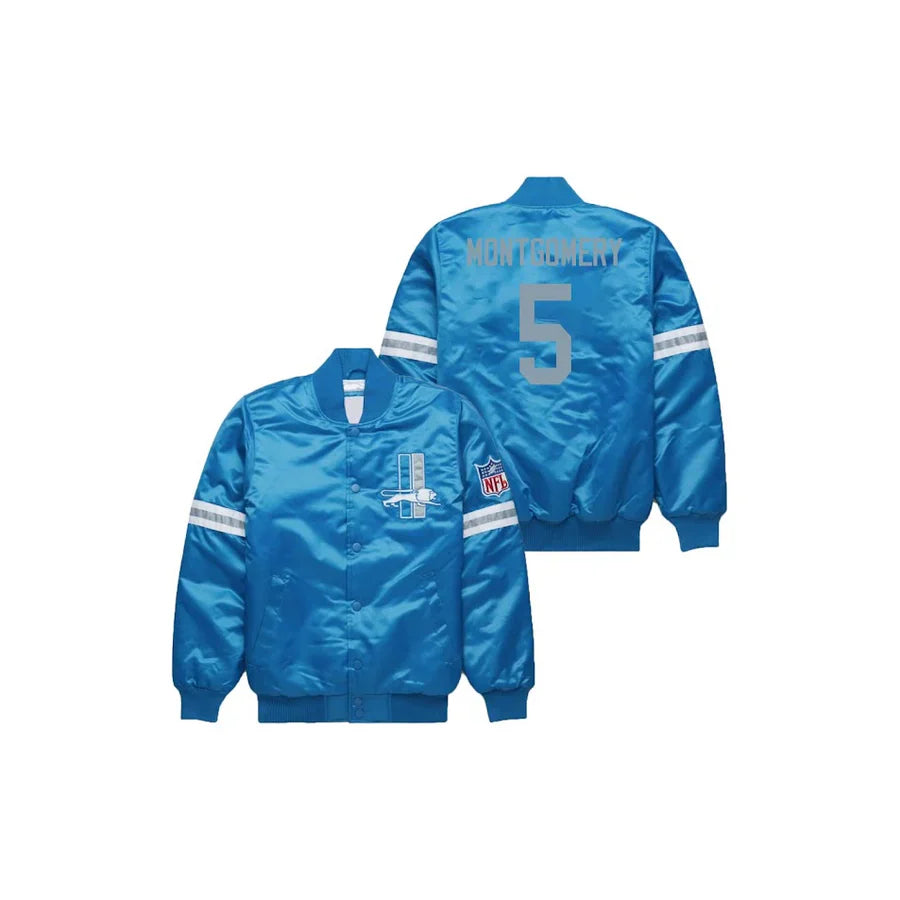 David Montgomery Detroit Lions Satin Bomber Jacket