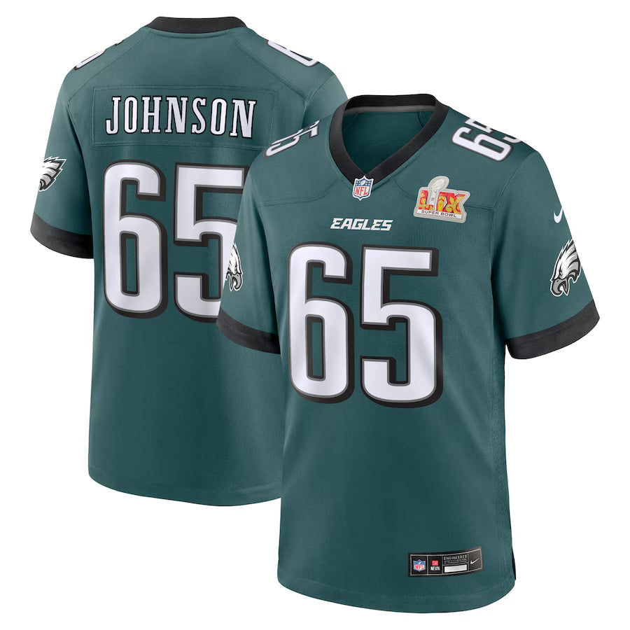 Men's Philadelphia Eagles Lane Johnson Nike Midnight Green Super Bowl LIX Game Jersey