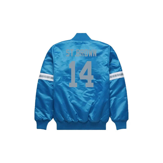 Amon-Ra St. Brown Detroit Lions Satin Bomber Jacket