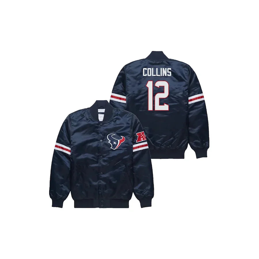 Nico Collins Houston Texans Satin Bomber Jacket