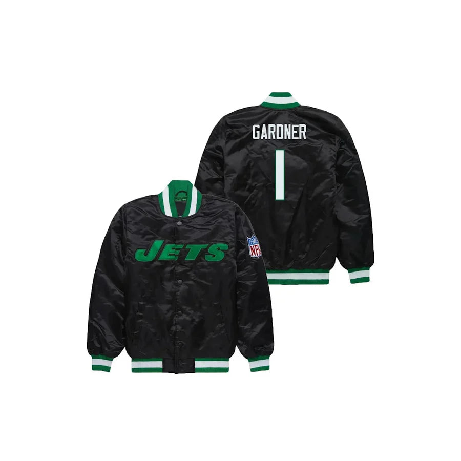 Ahmad Sauce Gardner New York Jets Satin Bomber Jacket