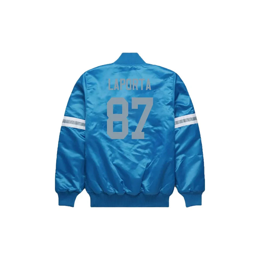 Sam LaPorta Detroit Lions Satin Bomber Jacket