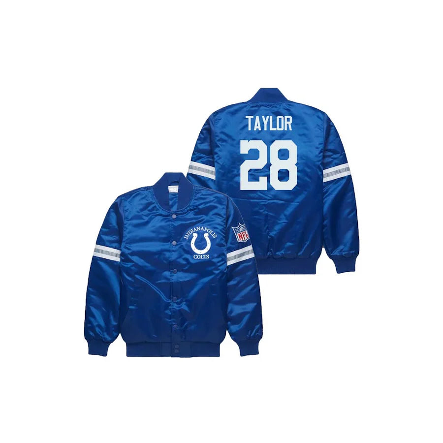 Jonathan Taylor Indianapolis Colts Satin Bomber Jacket