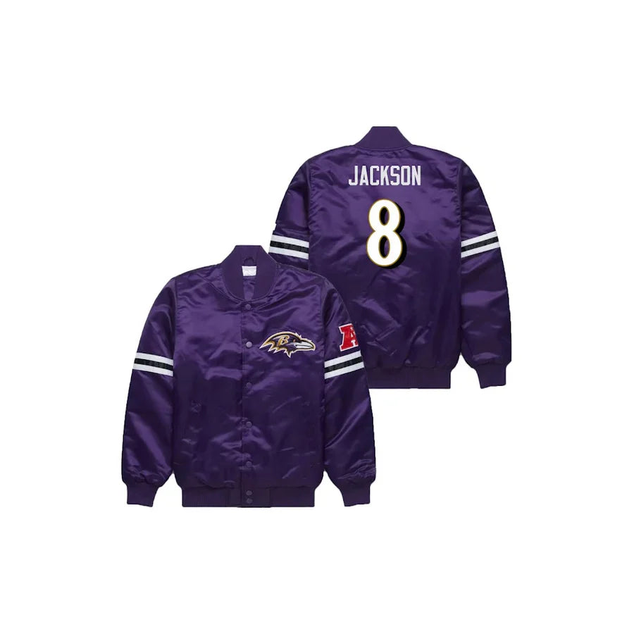 Lamar Jackson Baltimore Ravens Satin Bomber Jacket