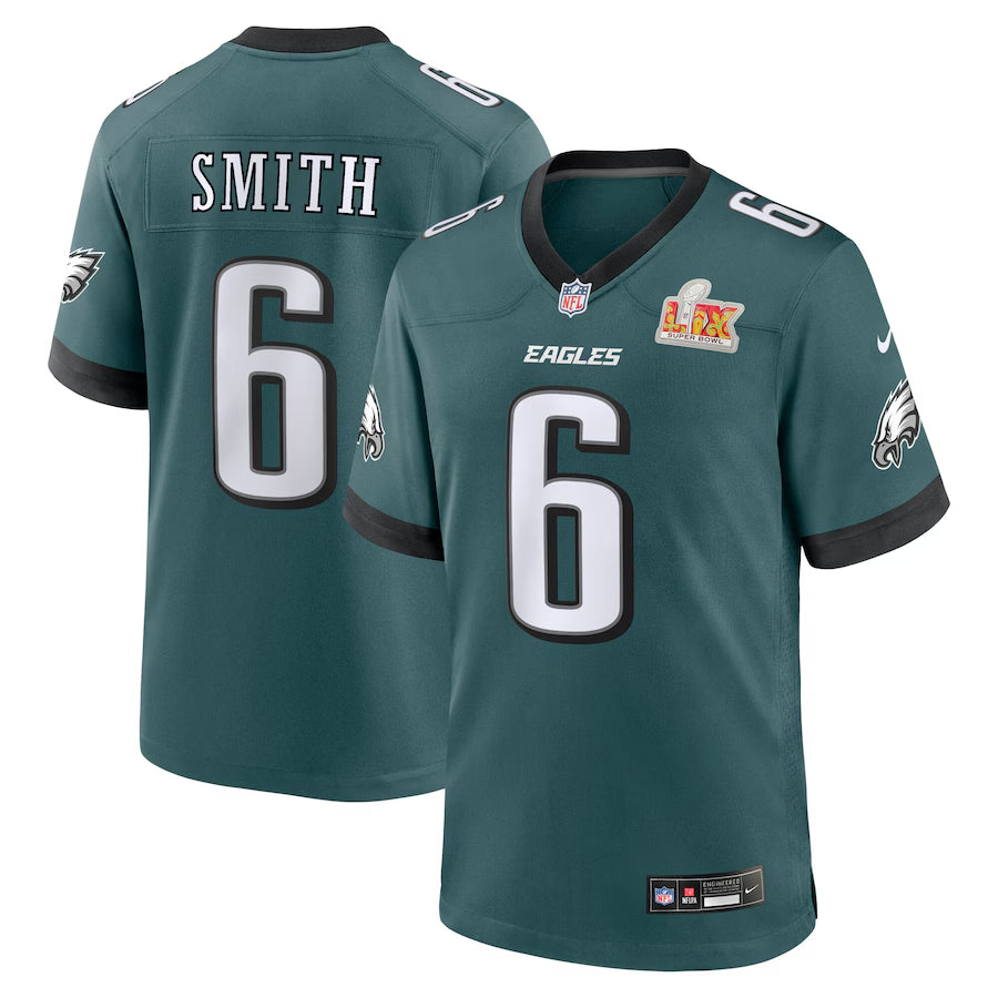 Men's Philadelphia Eagles DeVonta Smith Nike Midnight Green Super Bowl LIX Game Jersey