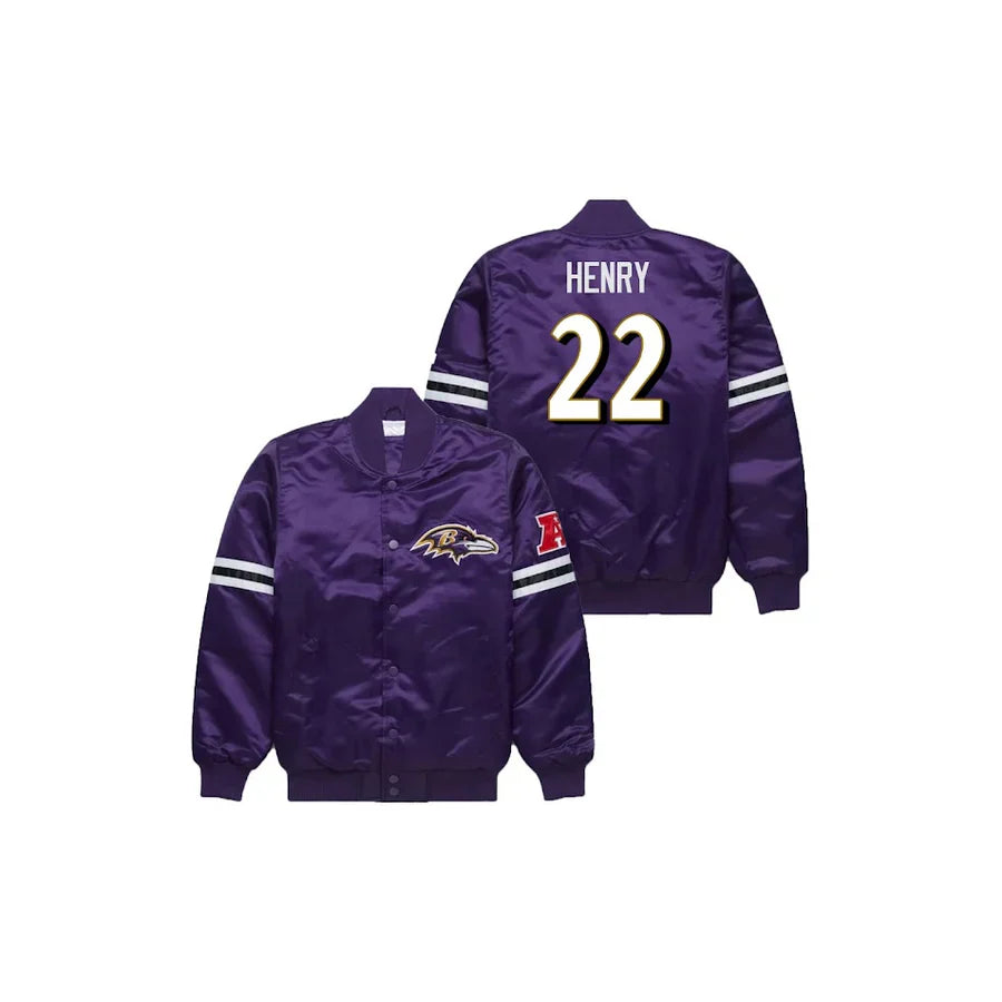 Derrick Henry Baltimore Ravens Satin Bomber Jacket