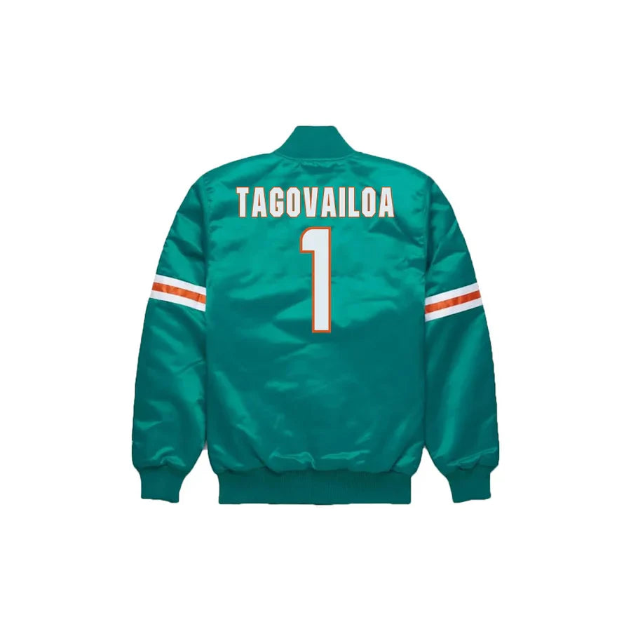 Tua Tagovailoa Miami Dolphins Satin Bomber Jacket