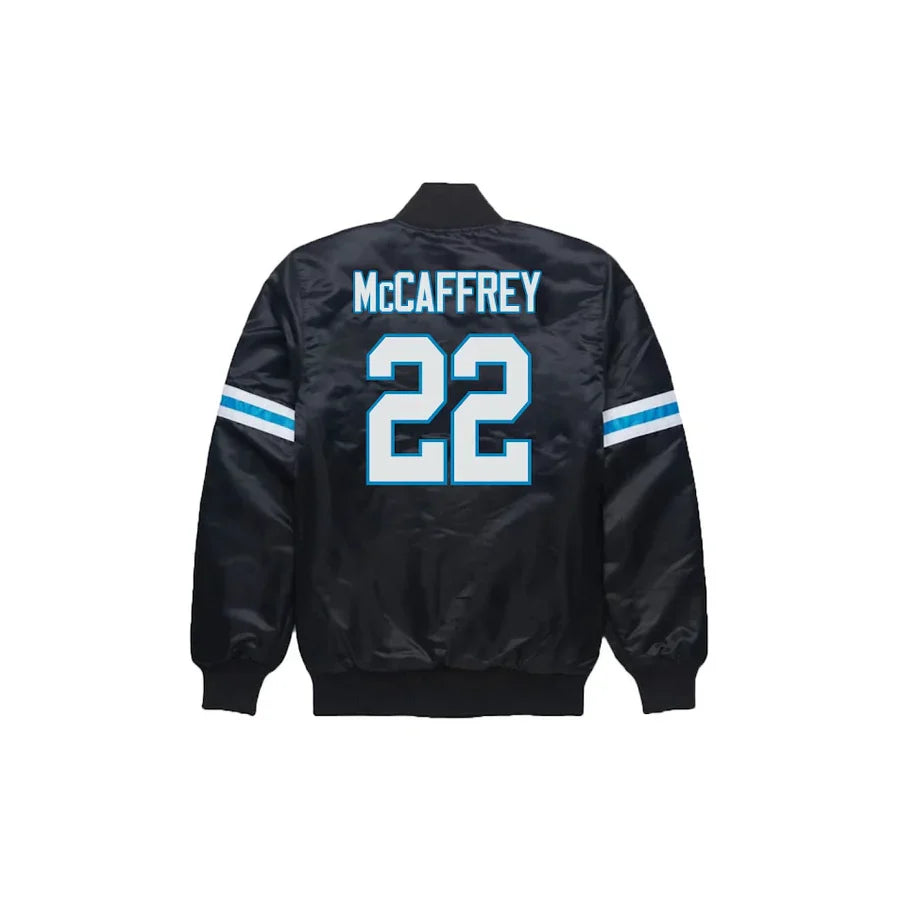 Christian McCaffrey Carolina Panthers Satin Bomber Jacket