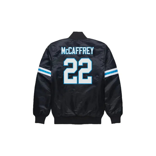 Christian McCaffrey Carolina Panthers Satin Bomber Jacket