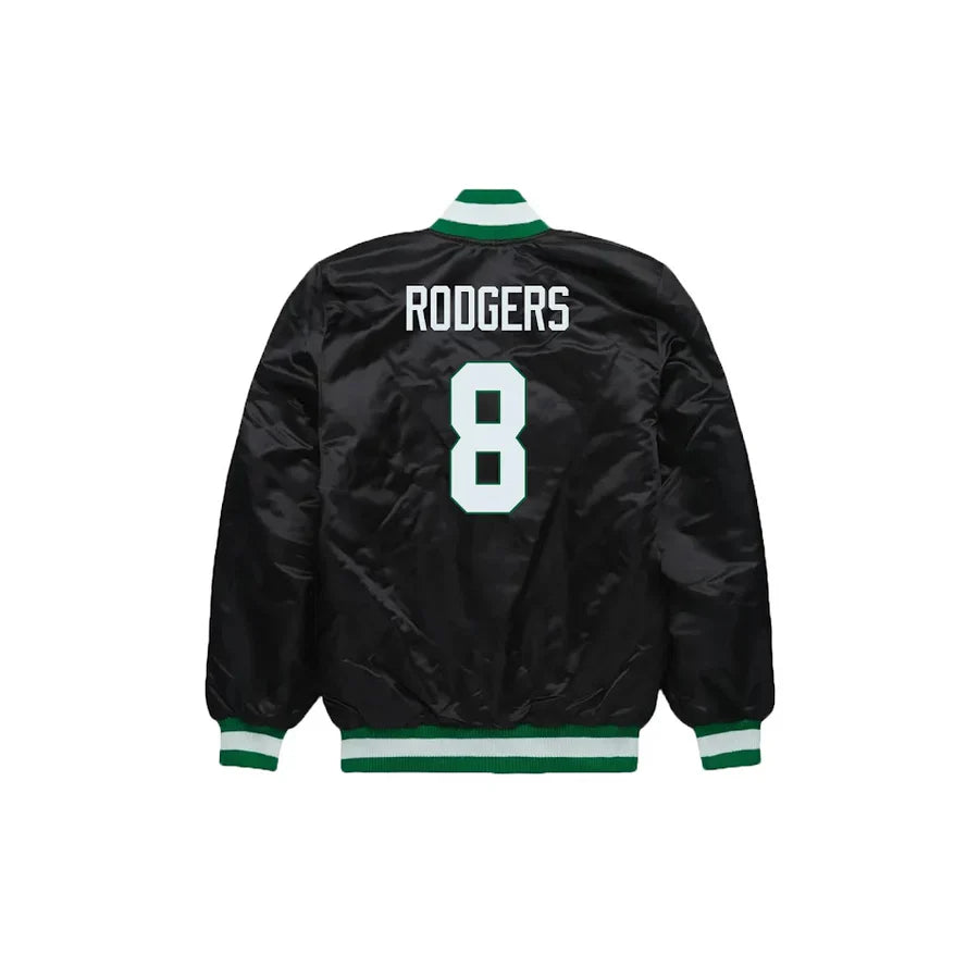 Aaron Rodgers New York Jets Satin Bomber Jacket