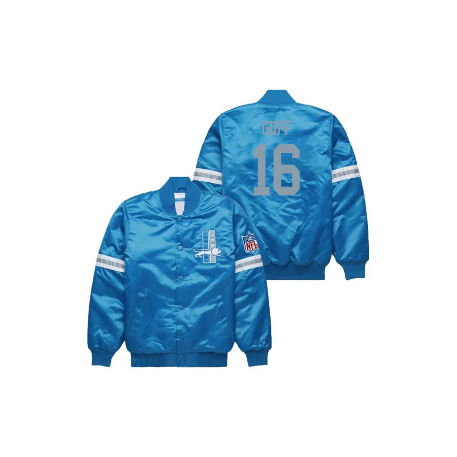 Jared Goff Detroit Lions Satin Bomber Jacket