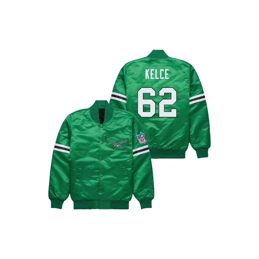 Jason Kelce Philadelphia Eagles Satin Bomber Jacket