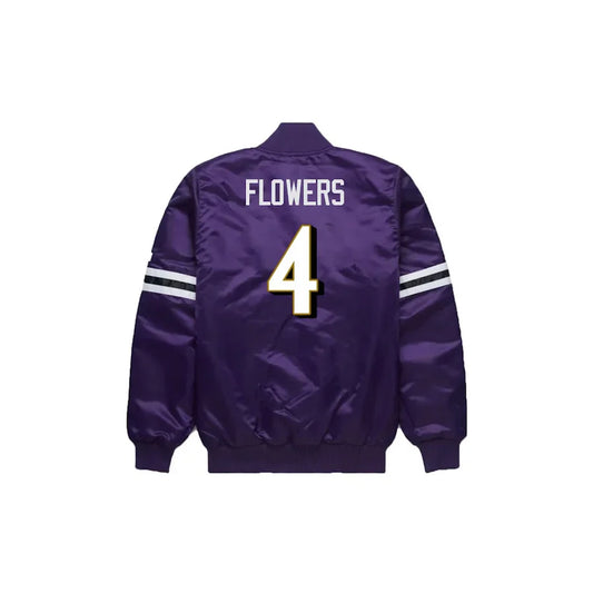 Zay Flowers Baltimore Ravens Satin Bomber Jacket