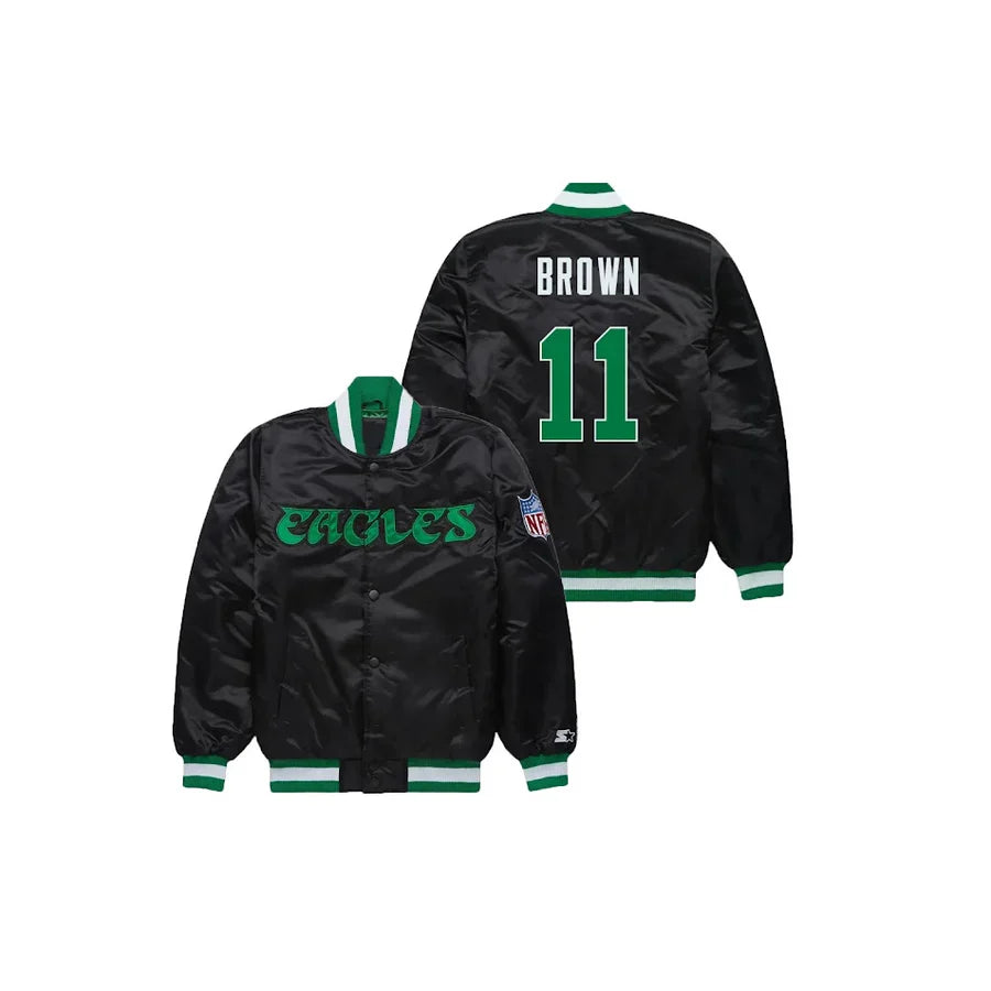 AJ Brown Philadelphia Eagles Satin Bomber Jacket