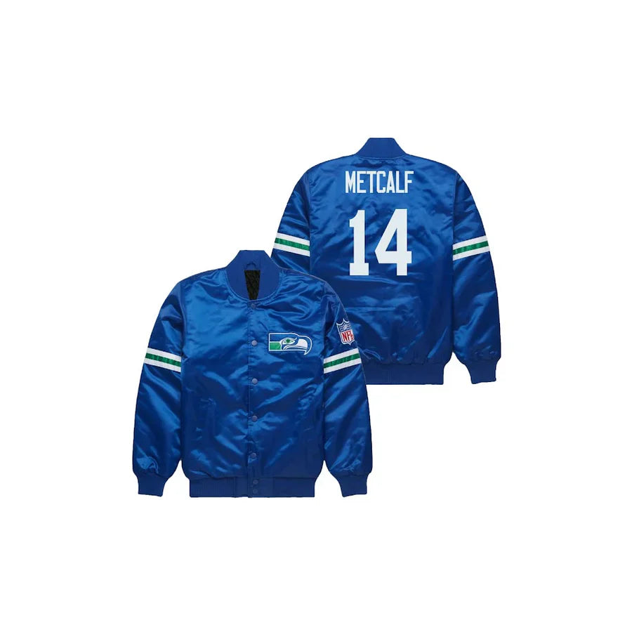 DK Metcalf Seattle Seahawks Satin Bomber Jacket