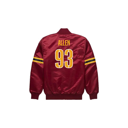 Jonathan Allen Washington Commanders Satin Bomber Jacket