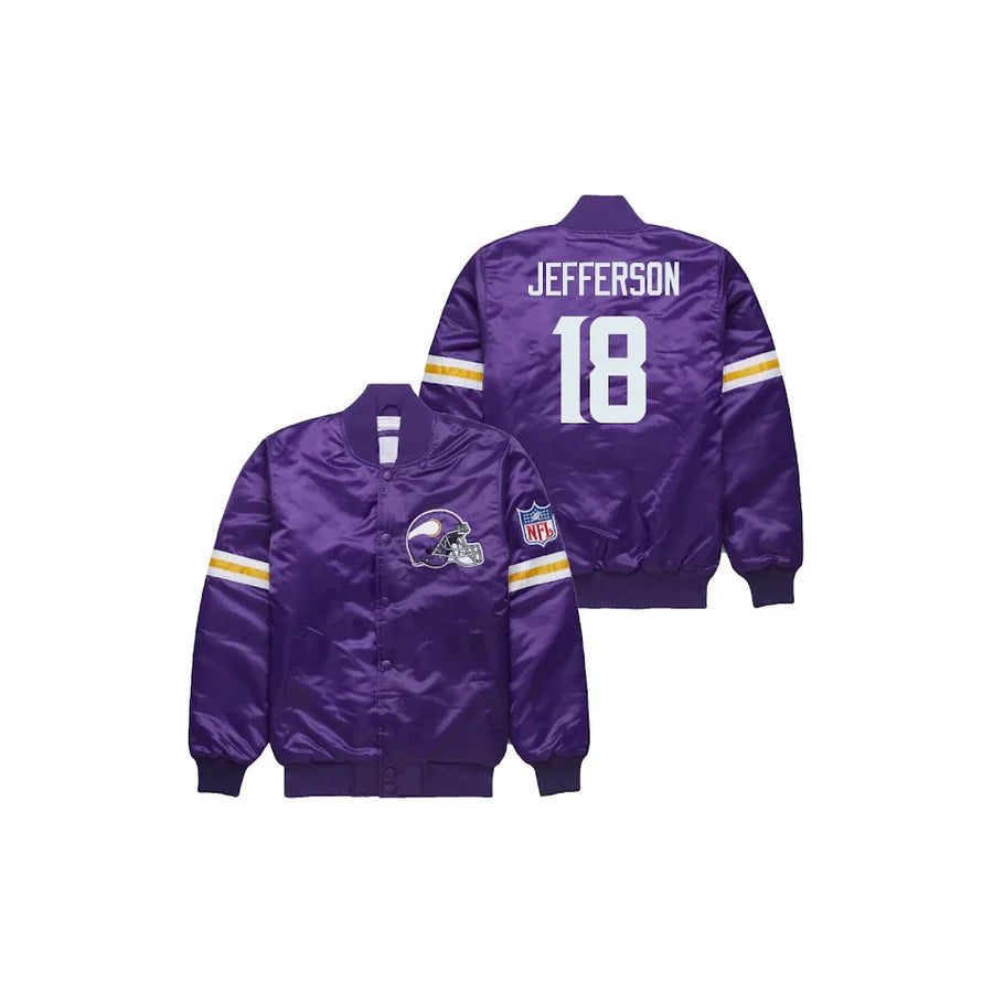 Justin Jefferson Minnesota Vikings Satin Bomber Jacket