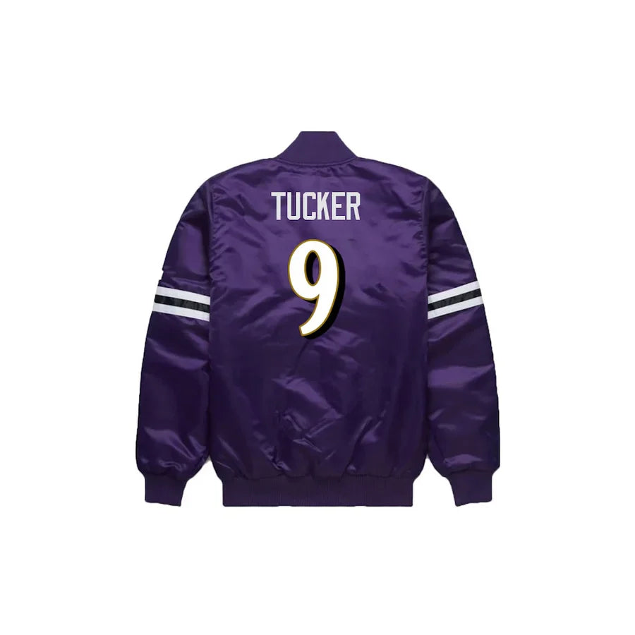 Justin Tucker Baltimore Ravens Satin Bomber Jacket