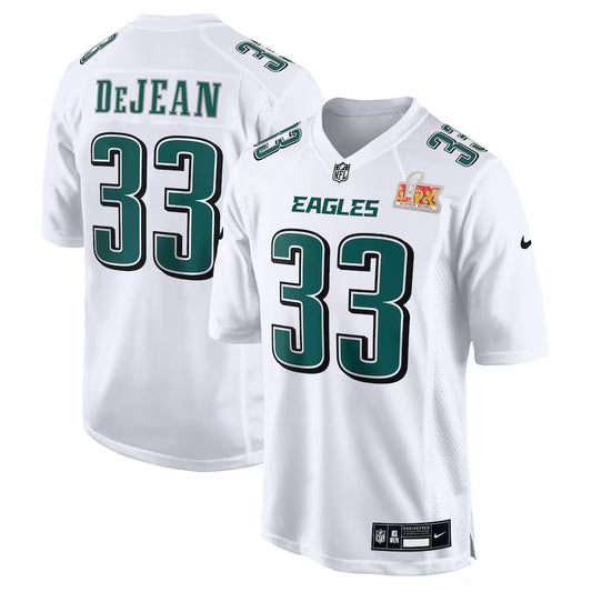 Men's Philadelphia Eagles Cooper DeJean Nike Tundra White Super Bowl LIX Fashion Game Jersey