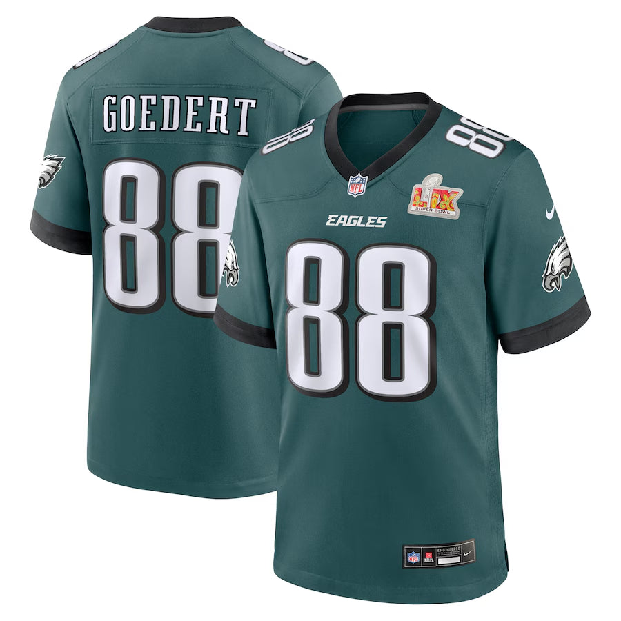 Men's Philadelphia Eagles Dallas Goedert Nike Midnight Green Super Bowl LIX Game Jersey