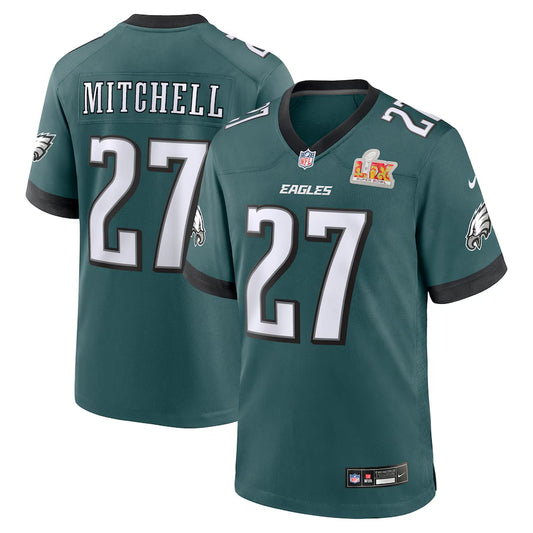 Men's Philadelphia Eagles Quinyon Mitchell Nike Midnight Green Super Bowl LIX Game  Jersey