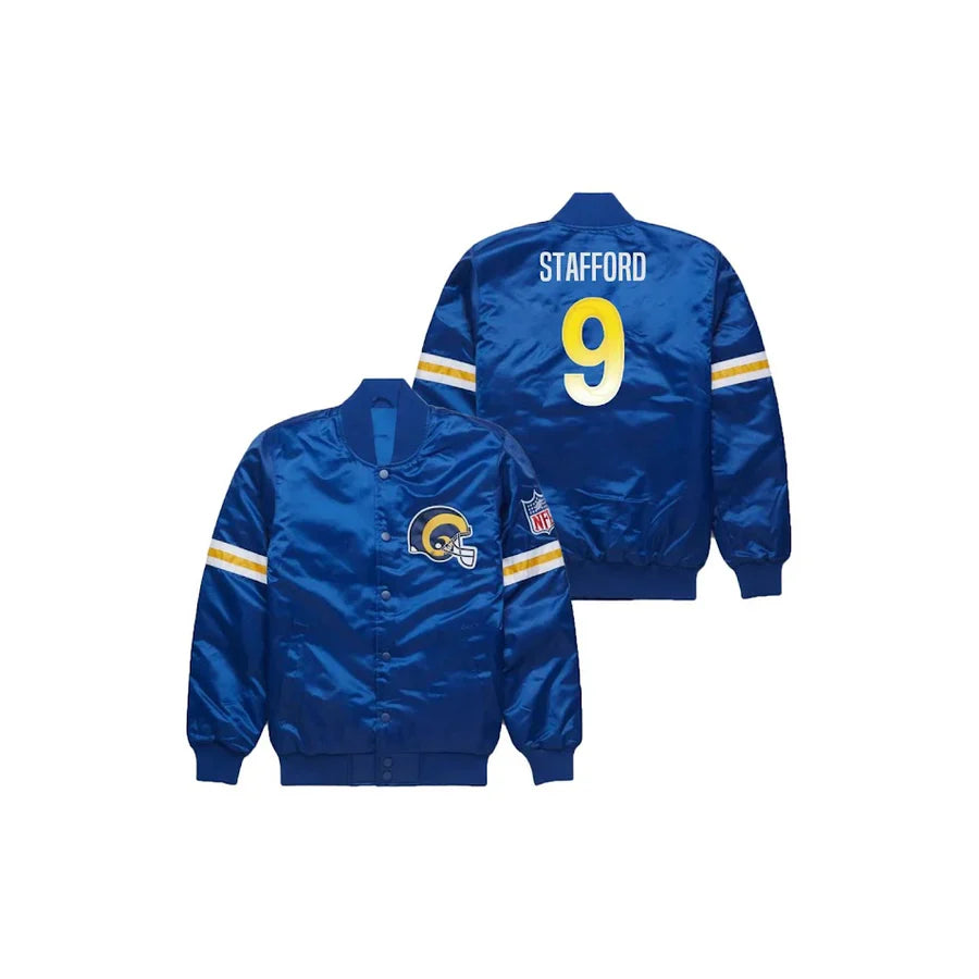 Mathew Stafford Los Angeles Rams Satin Bomber Jacket