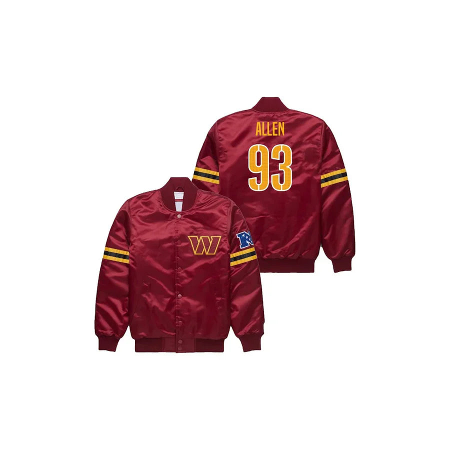 Jonathan Allen Washington Commanders Satin Bomber Jacket