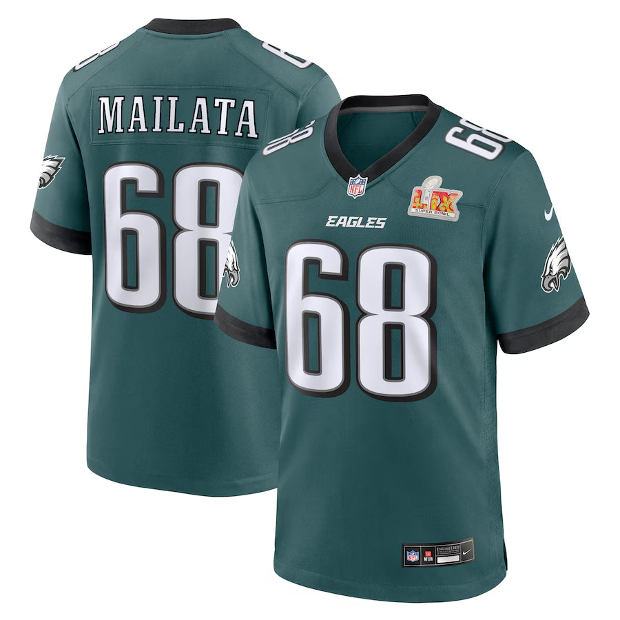 Men's Philadelphia Eagles Jordan Mailata Nike Midnight Green Super Bowl LIX Game Jersey