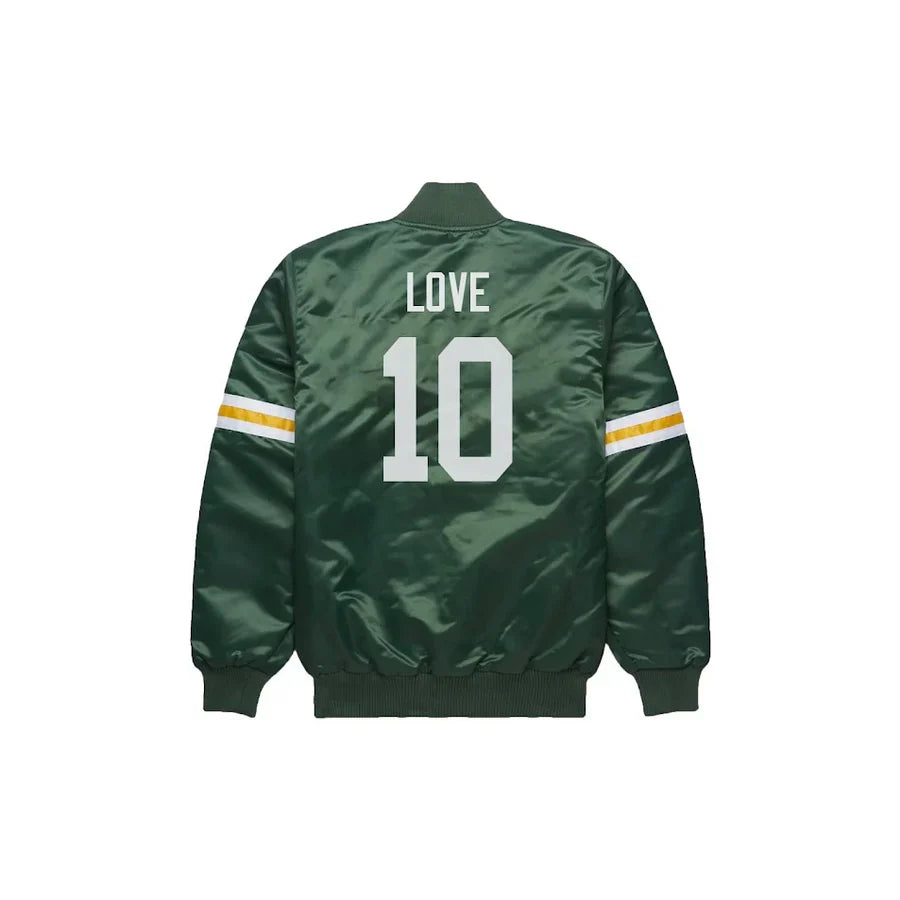 Jordan Love Green Bay Packers Satin Bomber Jacket