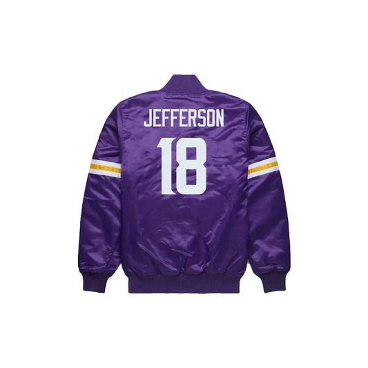 Justin Jefferson Minnesota Vikings Satin Bomber Jacket