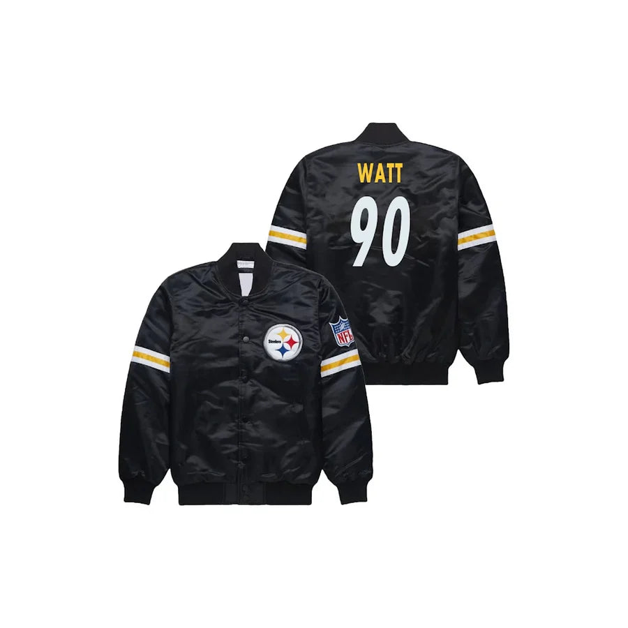 TJ Watt Pittsburgh Steelers Satin Bomber Jacket