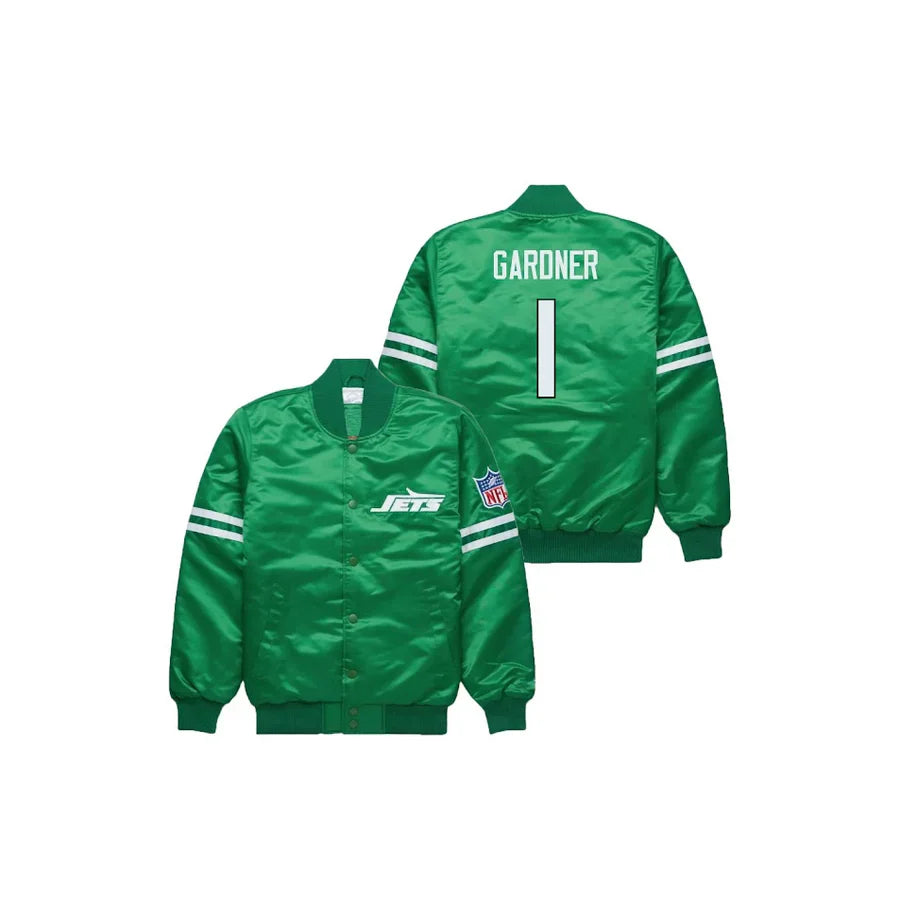 Ahmad Sauce Gardner New York Jets Satin Bomber Jacket