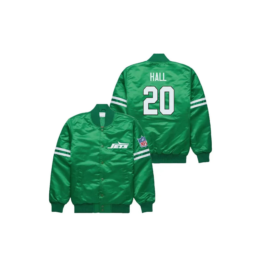 Breece Hall New York Jets Satin Bomber Jacket