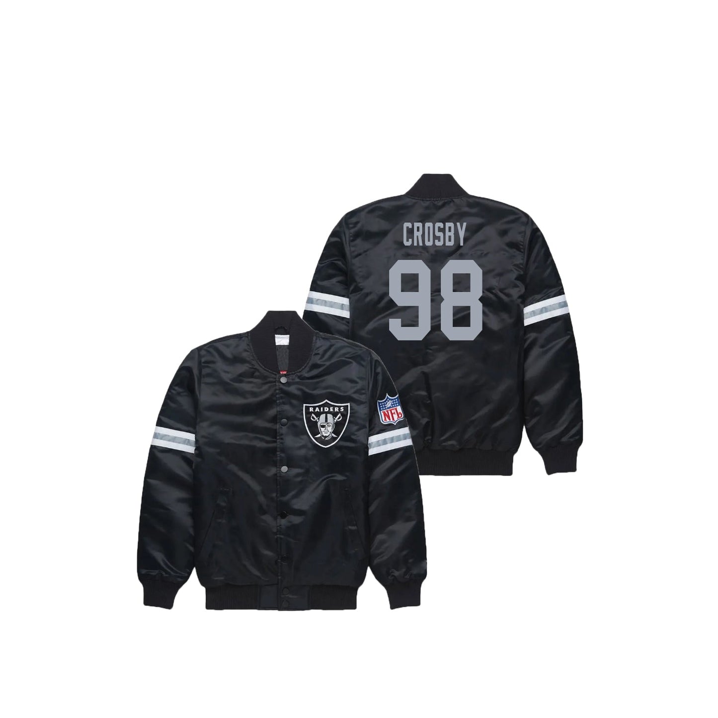 Maxx Crosby Las Vegas Raiders Satin Bomber Jacket